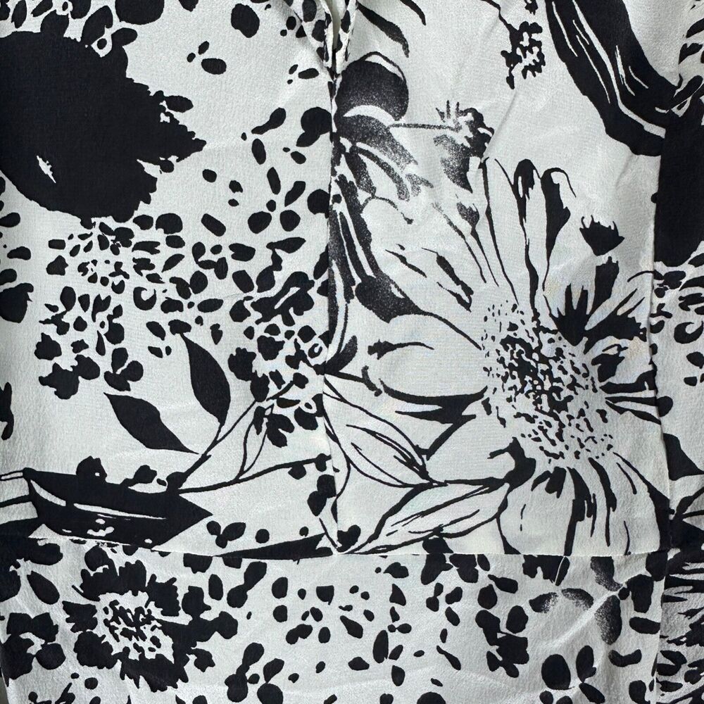 Kimchi Blue Ruffle Sleeveless Black White 100% Silk Floral Print Dress Size‎ 6 - Picture 3 of 6